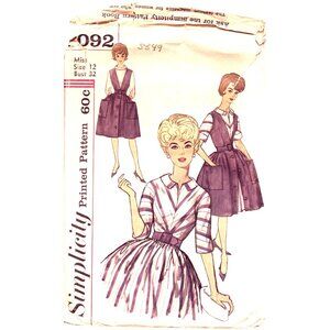 Vintage Simplicity 1960s Sewing Pattern 4092 Dress & Jumper Misses Size 12